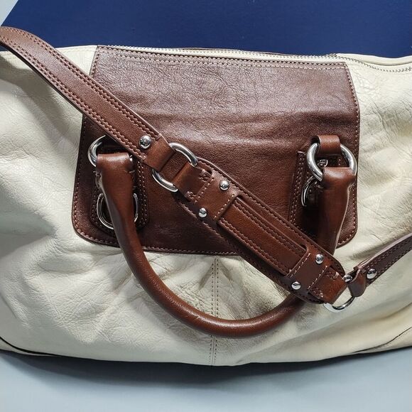Coach New York Satchel Large Purse Women's Brown‎ Cream Leather D1149-F15447 - Picture 9 of 16